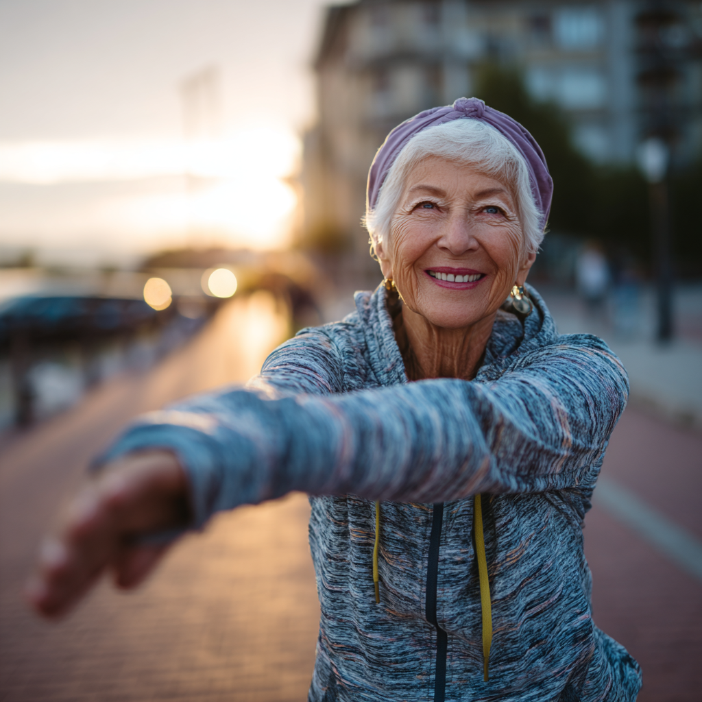 Літній чоловік європейської зовнішності на сучасному реабілітаційному обладнанні виконує вправи під наглядом фахівця в світлому медичному кабінеті